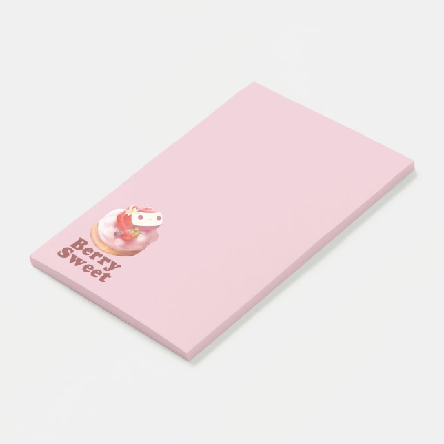 Bär Söt: Kanin Flicka Jordgubbs Tårta Post-it Block (Vinklad)