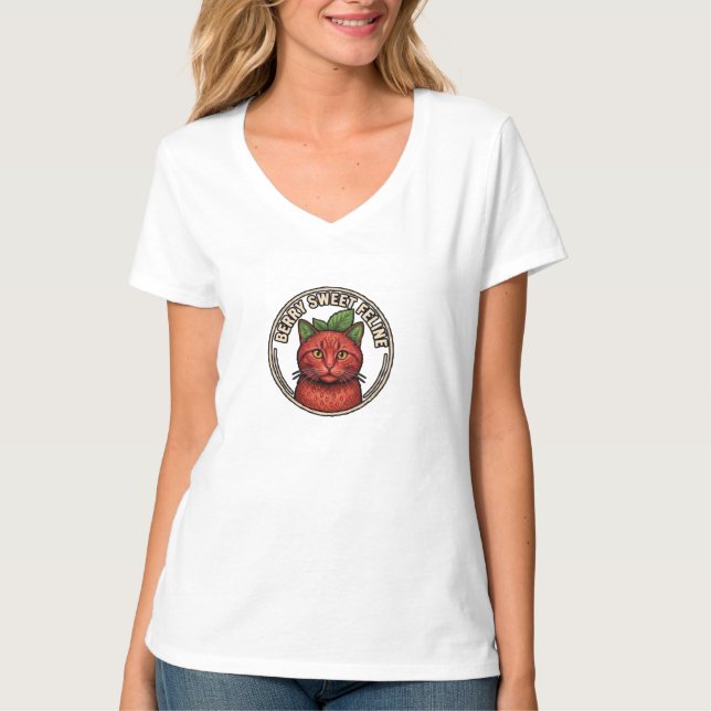 Bär-söt kattillustration t shirt (Framsida)