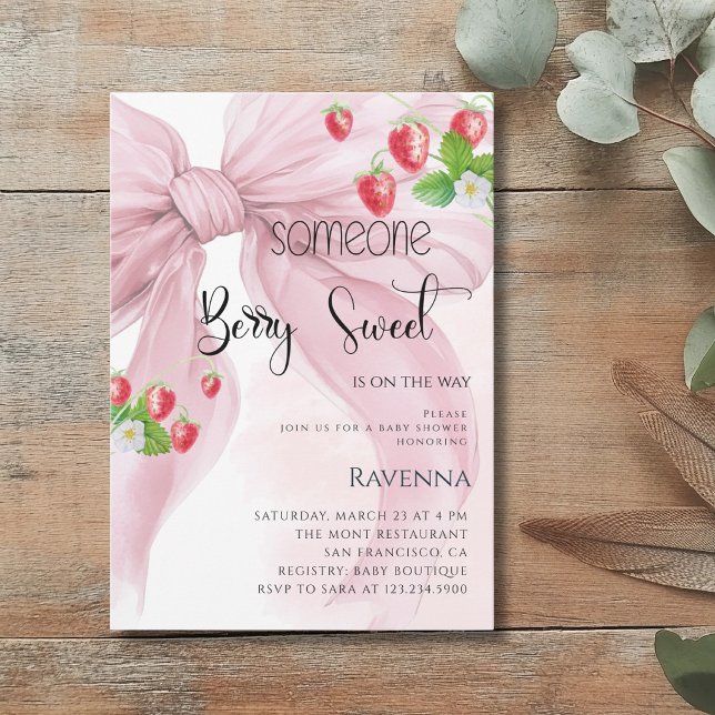 Bär Söt Prep Rosa Bow Strålande Bebis Baby Shower Inbjudningar (Skapare uppladdad)