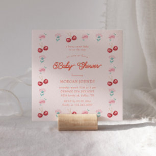 Bär Söt Rosa Coquette Bebis Shower Inbjudningar