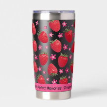 Bär Söt Svart Jordgubbs Blommig Tumbler