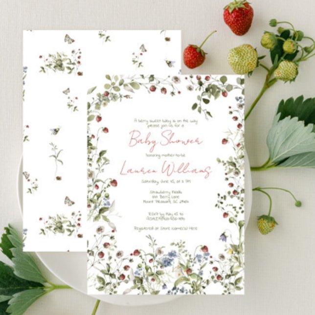 Bär Söt Vildblomma Akvarell Babykalas Inbjudningar (Baby Shower Invitation!)