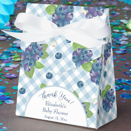 Bär Söta Blå Gingham Baby Shower Förmånslådor Presentaskar