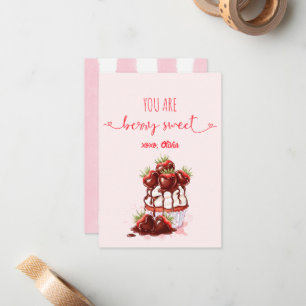 Bär Söta Randiga Cupcake Whimsy Alla Hjärtans Dag Anteckningskort