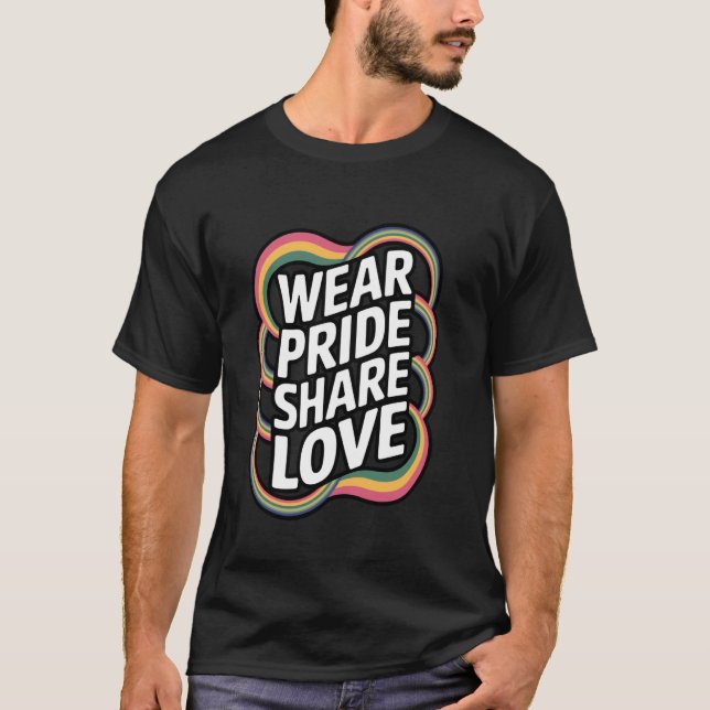 Bär stolthet dela kärlek regnbågens färger t shirt (Framsida)