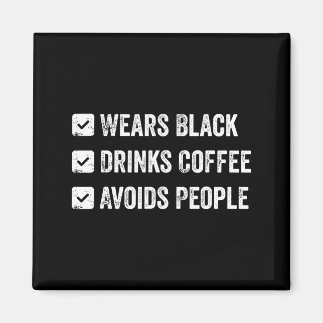 Bär svart dricker kaffe undviker människor  magnet (Framsidan)
