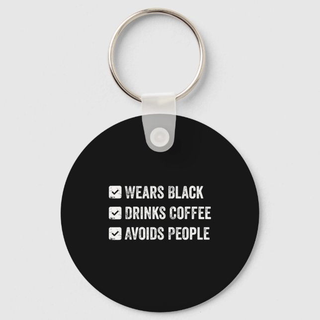 Bär svart dricker kaffe undviker människor  nyckelring (Framsida)