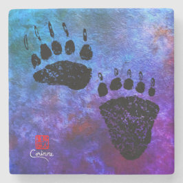 Bär Tassar på blått - Marble Underlägg