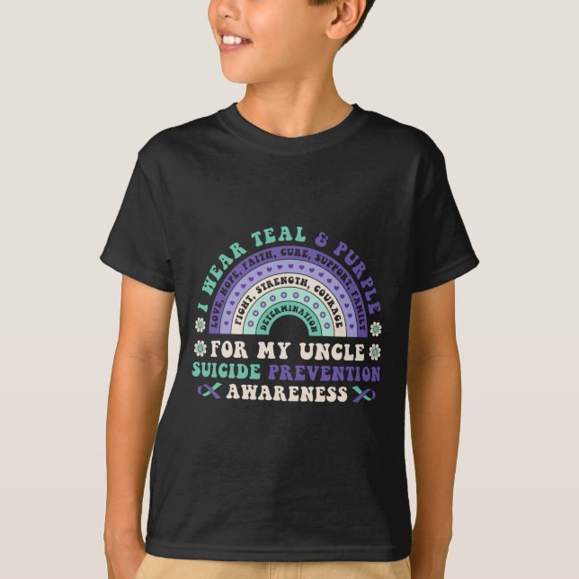Bär Teal Lila För Onkel Prevention Regnbåge T Shirt (Framsida)