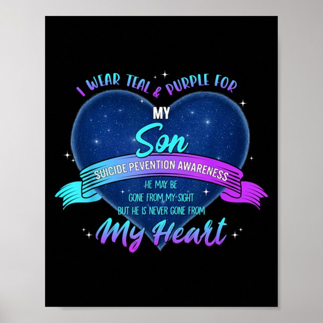 Bär Teal Lila För Son Självmordsprevention Poster (Framsidan)