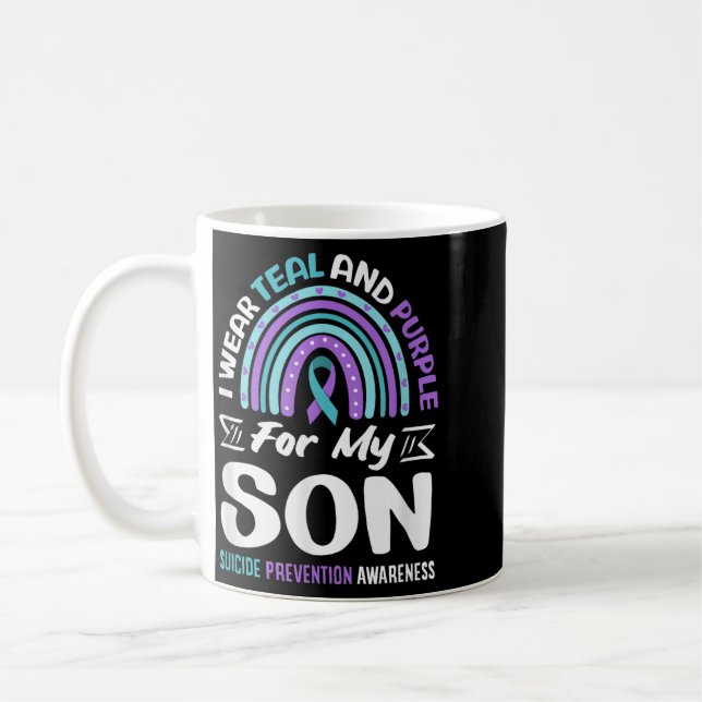 Bär Teal Och Lila För Son Förebyggande Design Kaffemugg (Vänster)