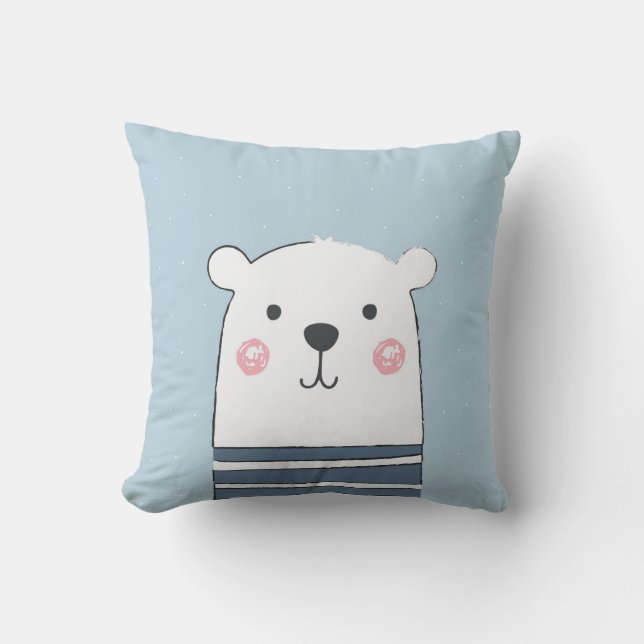 Bär Tecknad Kids Artwork Pillow Kudde (Framsida)