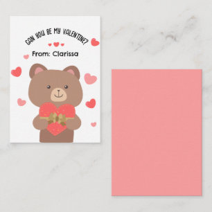Bär Valentines day-kortets barn med hjärdar Anteckningskort