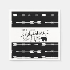 Bär vår Underbarare svartvitt i Äventyr Pappersservett