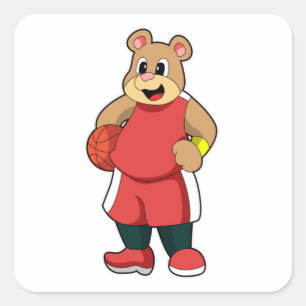 Bär vid basketsporter fyrkantigt klistermärke