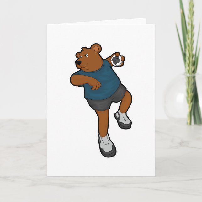 Bär vid Handball-spelare med handboll Kort (Framsida)