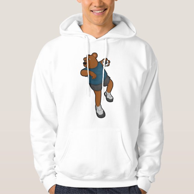 Bär vid handbollsspelare med handboll hoodie (Framsida)