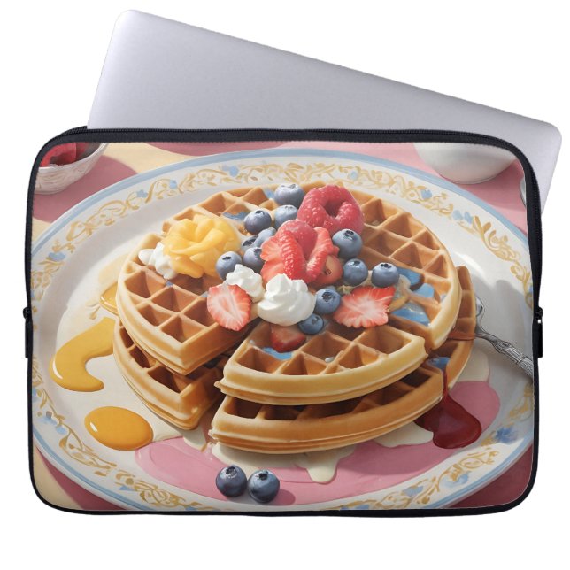 Bär-Waffel Frukost Tallrik Laptop Fodral (Framsidan)