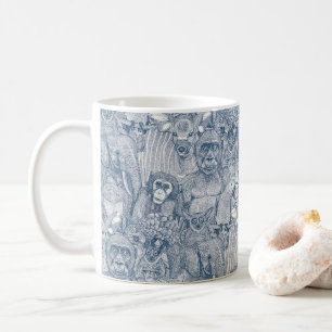 bara afrikanska djungeldjur koboltblå halvpärlor kaffemugg