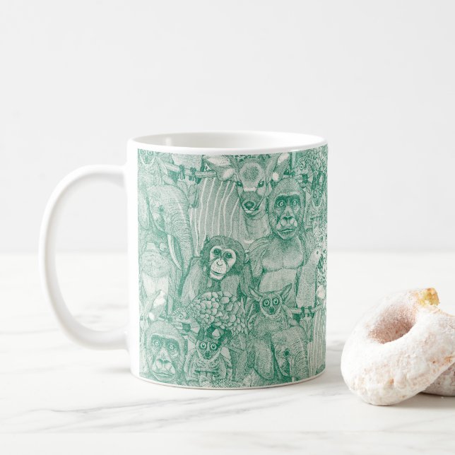 bara afrikanska djungeldjur smaragdgrön hp kaffemugg (Med munk)