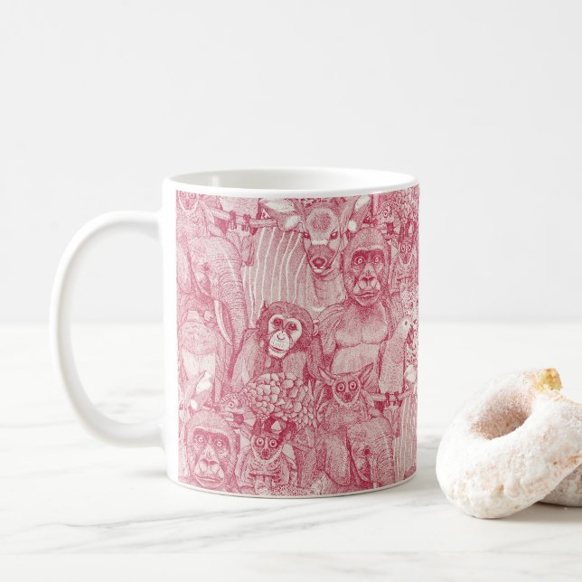 bara afrikanska djungeldjur viva magenta hp kaffemugg (Med munk)