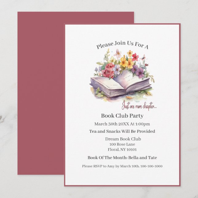 Bara ännu ett kapitel - Bokklubb Inbjudningar (Fram/baksida)