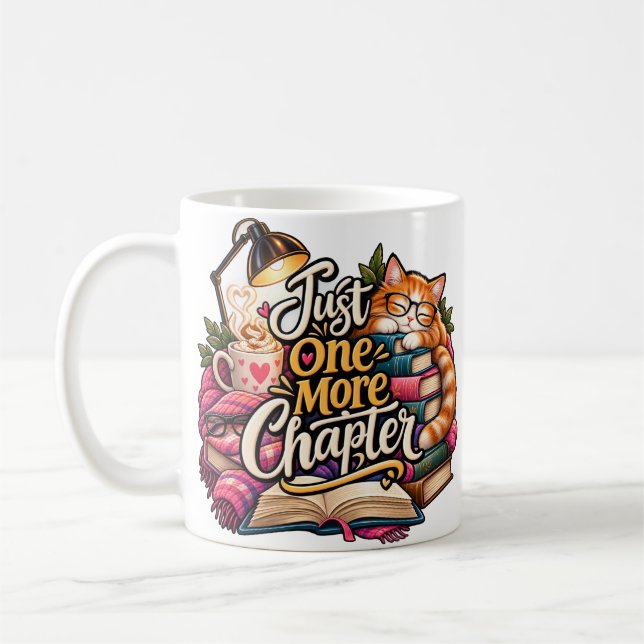 Bara ännu ett kapitel-mugg | Rolig katt för bokäls Kaffemugg (Vänster)