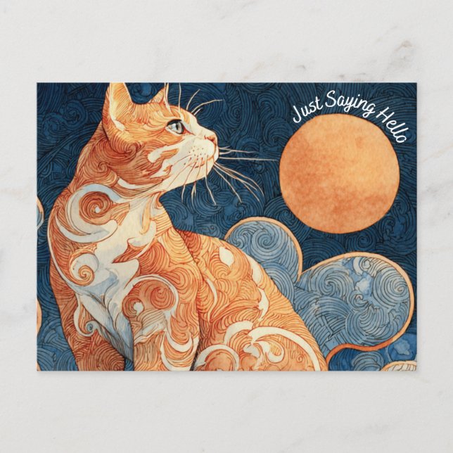 Bara att säga Hej Cat-vykort Vykort (Framsida)