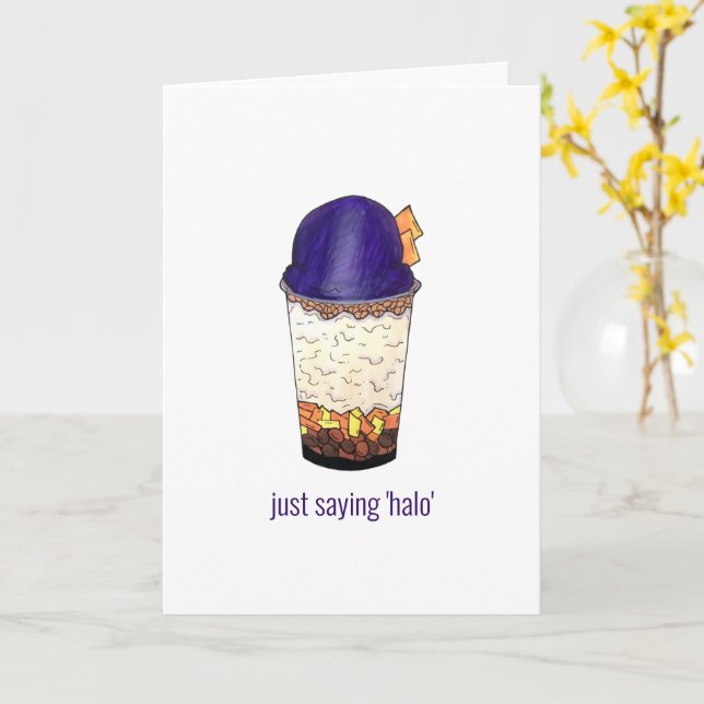Bara att säga Hej Halo-Halo (Haluhalo) Dessert Kort (Gul blomma)
