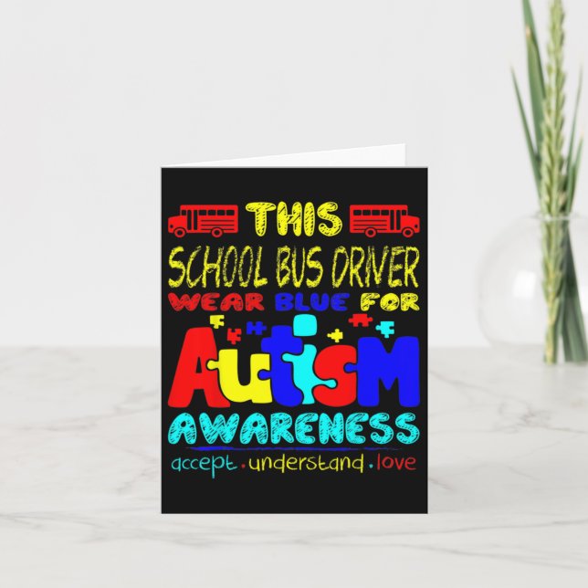 Bära av Buss-chaufförer, blå för autism Kort (Framsida)