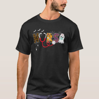 Bära av Nurse Ghost Mask Halloween Stethoscope RN T Shirt