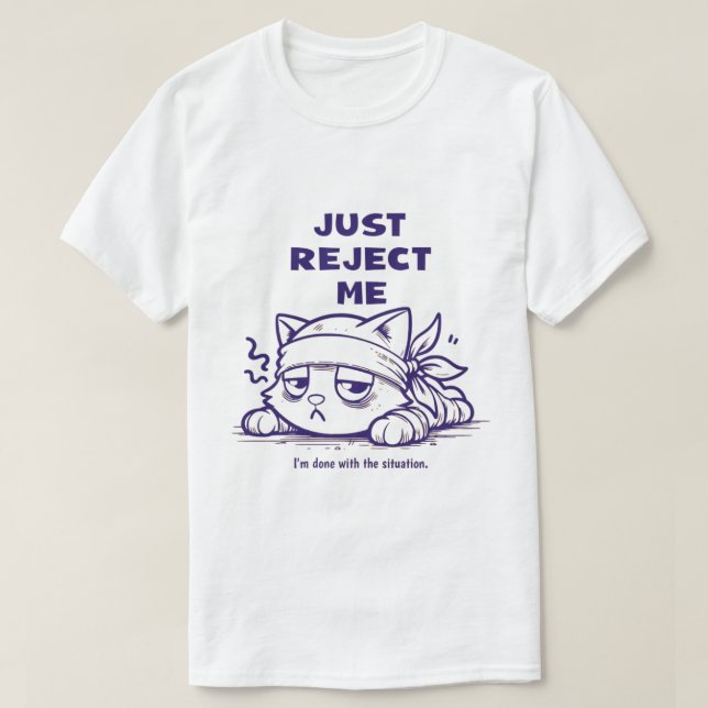 Bara avvisa mig - Ledsen Aesthetic Cat Design T Shirt (Design framsida)
