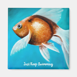Bara Behålla simming, Finare Goldfish Painting, B Magnet