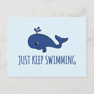 Bara Behålla Swimming Whale Helg Vykort