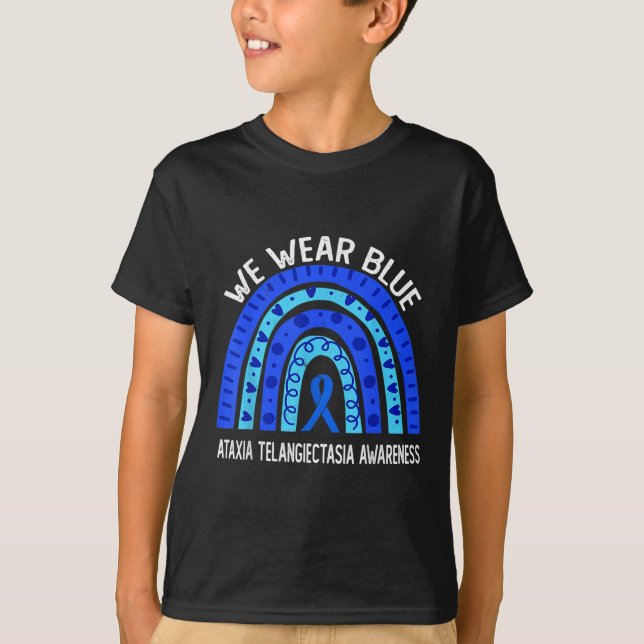 Bära blå för Ataxi Telangiectasia Awareness 2 T Shirt (Framsida)