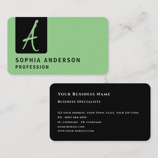 Bara Black Corporate Professionell Vågrät Buss Visitkort (Fram/baksida)