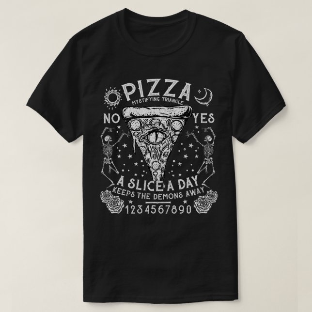 Bära Black Eat Pizza I Witchcraft Occult T Shirt (Design framsida)