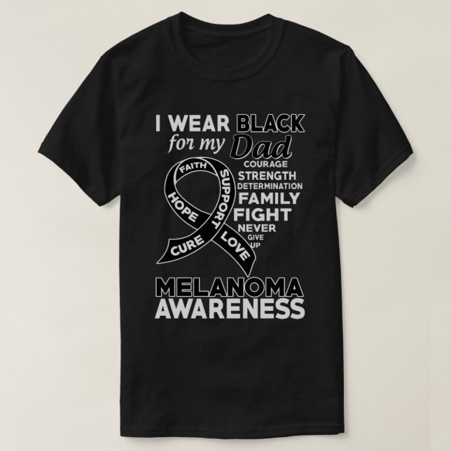 Bära Black for My Pappa Melanoma Awareness T Shirt (Design framsida)