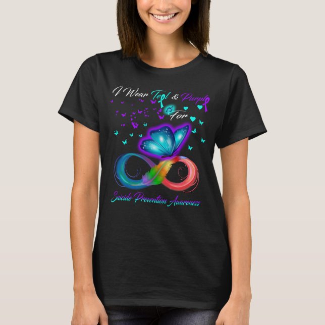 bära blått och lila För självmord predisponerat T Shirt (Framsida)