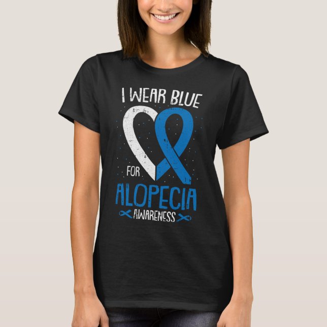 Bära Blue for Alopecia Awareness Areata Balding Su T Shirt (Framsida)