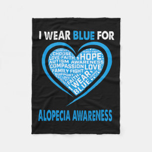 Bära Blue for Alopecia Awareness Faith Hope Kärlek Fleecefilt