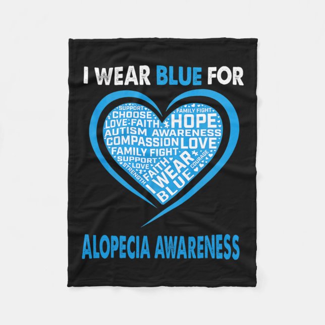 Bära Blue for Alopecia Awareness Faith Hope Kärlek Fleecefilt (Framsidan)