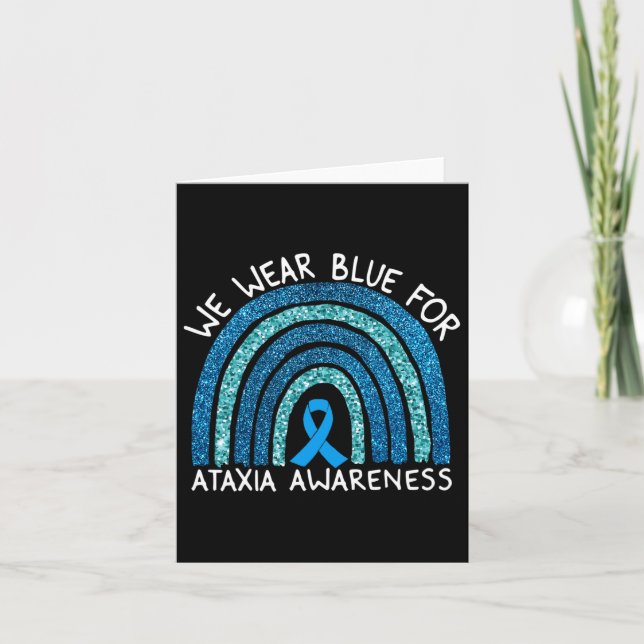 Bära Blue for Ataxi Awareness Rainbow Gift Kort (Framsida)