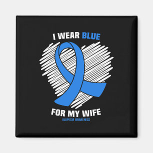 Bära Blue för min fru Alopecia Awareness Magnet