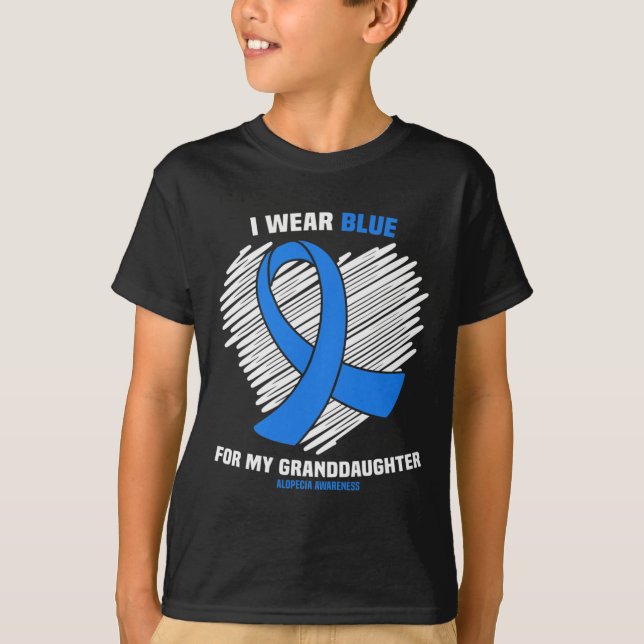 Bära Blue för min mordotter Alopecias medvetenhet T Shirt (Framsida)