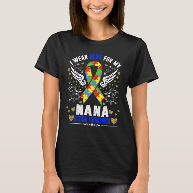Bära Blue för min Nana Grandma Boho Rainbow Autism T Shirt (Framsida)