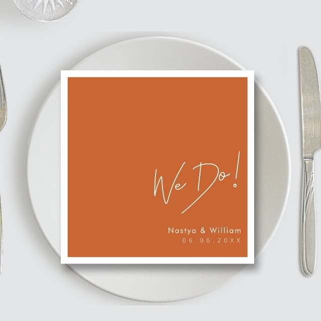 Bara bränd Orange: Hand skrev "Vi gör" Pappersservett (Simply Burnt Orange Hand Lettered 'We Do'  Napkins)