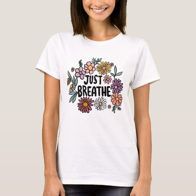 BARA BREATHE Blommigt Cute Daisy Hand Drawn T Shirt (Framsida)