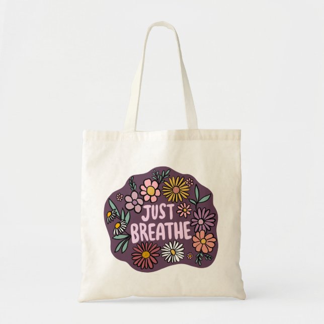 BARA BREATHE Blommigt Cute Daisy Hand Drawn Tygkasse (Framsidan)
