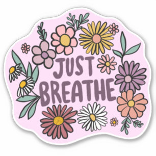 BARA BREATHE Blommigt Cute Lila Daisy Hand Drawn Klistermärken